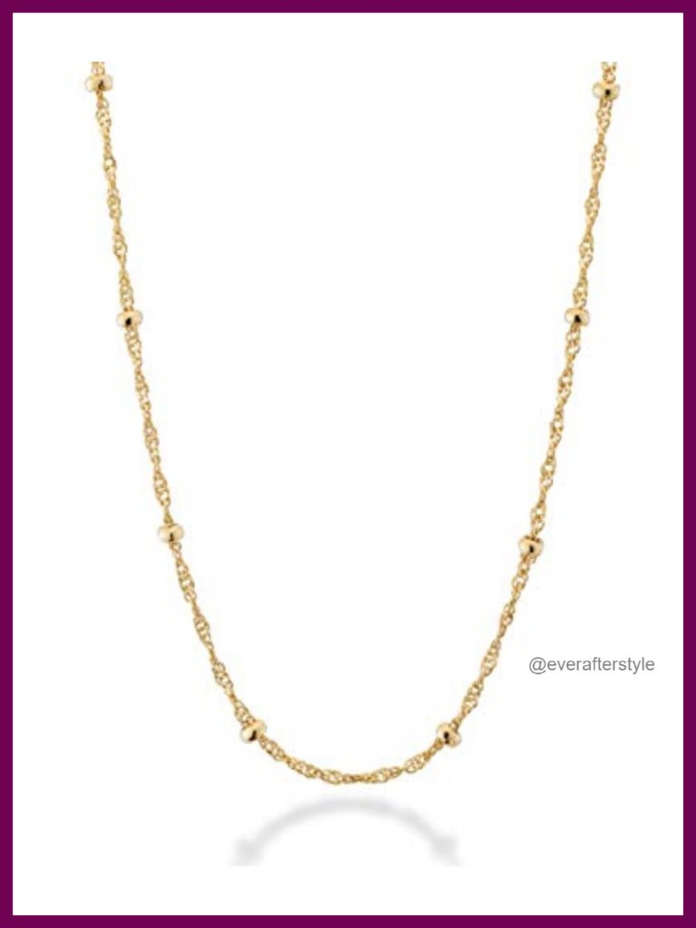 18K Gold Plated 925 Sterling Silver Bead Chain Necklace Women